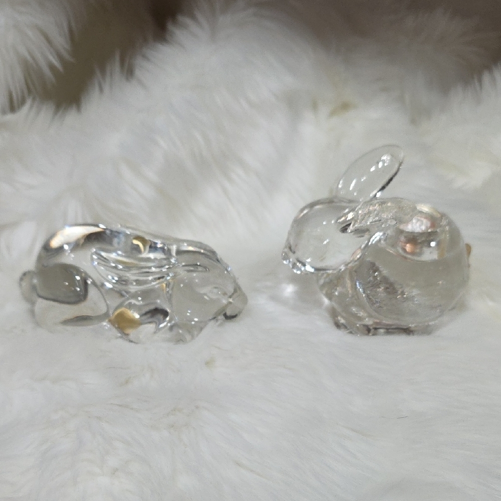 Princess House Clear Crystal Baxter Bunny Pet And Rabbit Candlestick Holder